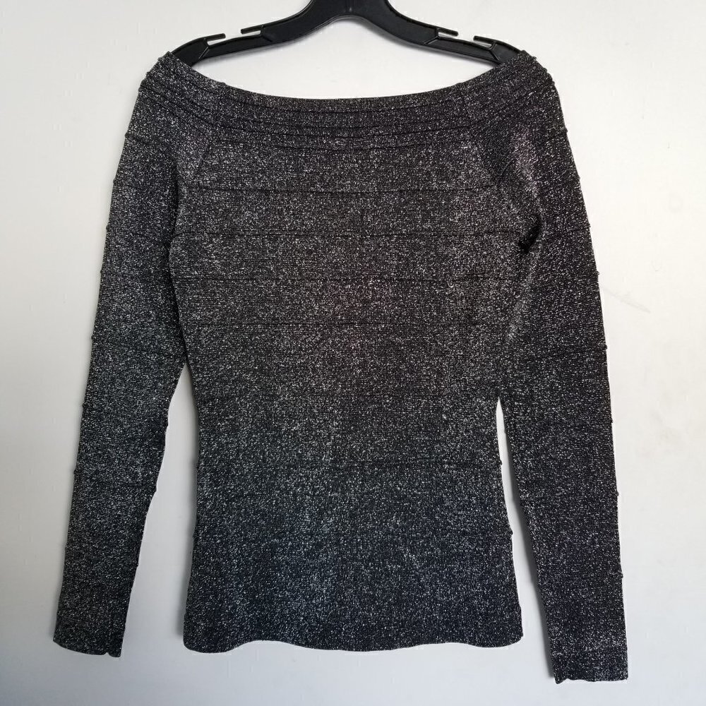 NEW Cache Metallic Textured Long Sleeve Top Blouse